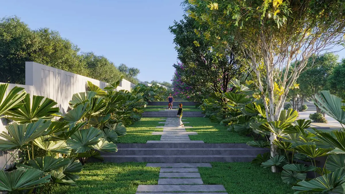 Tropical walkway inside Ayana Woods